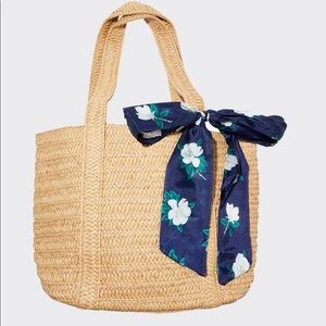 Draper James Straw Bag with Floral Scarf